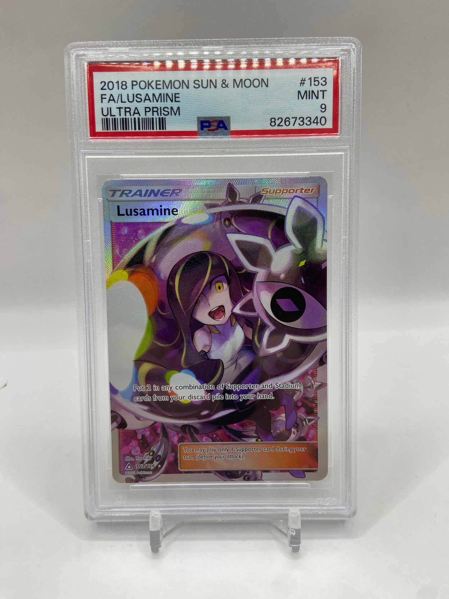 Lusamine Full Art Ultra Prism 153/156 PSA 9