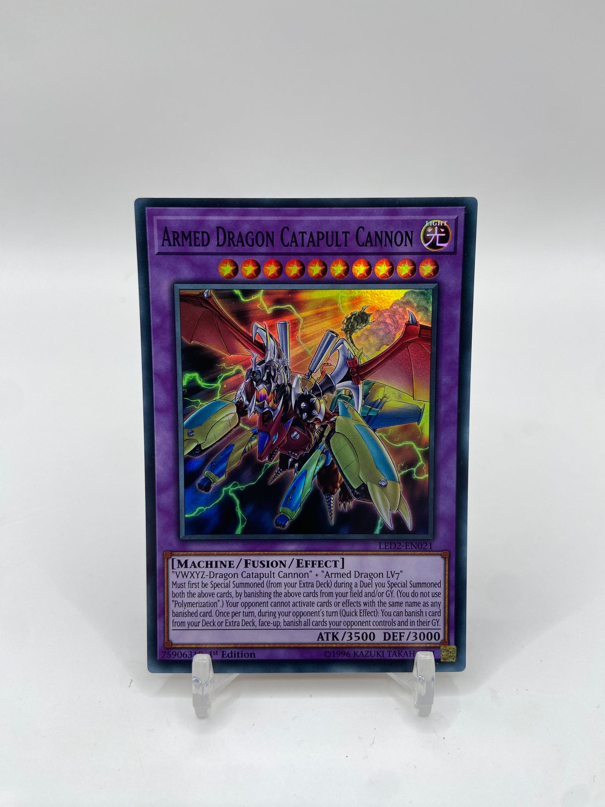 Armed Dragon Catapult Cannon Super Rare Legendary Duelists: Ancient Millennium LED2-EN021