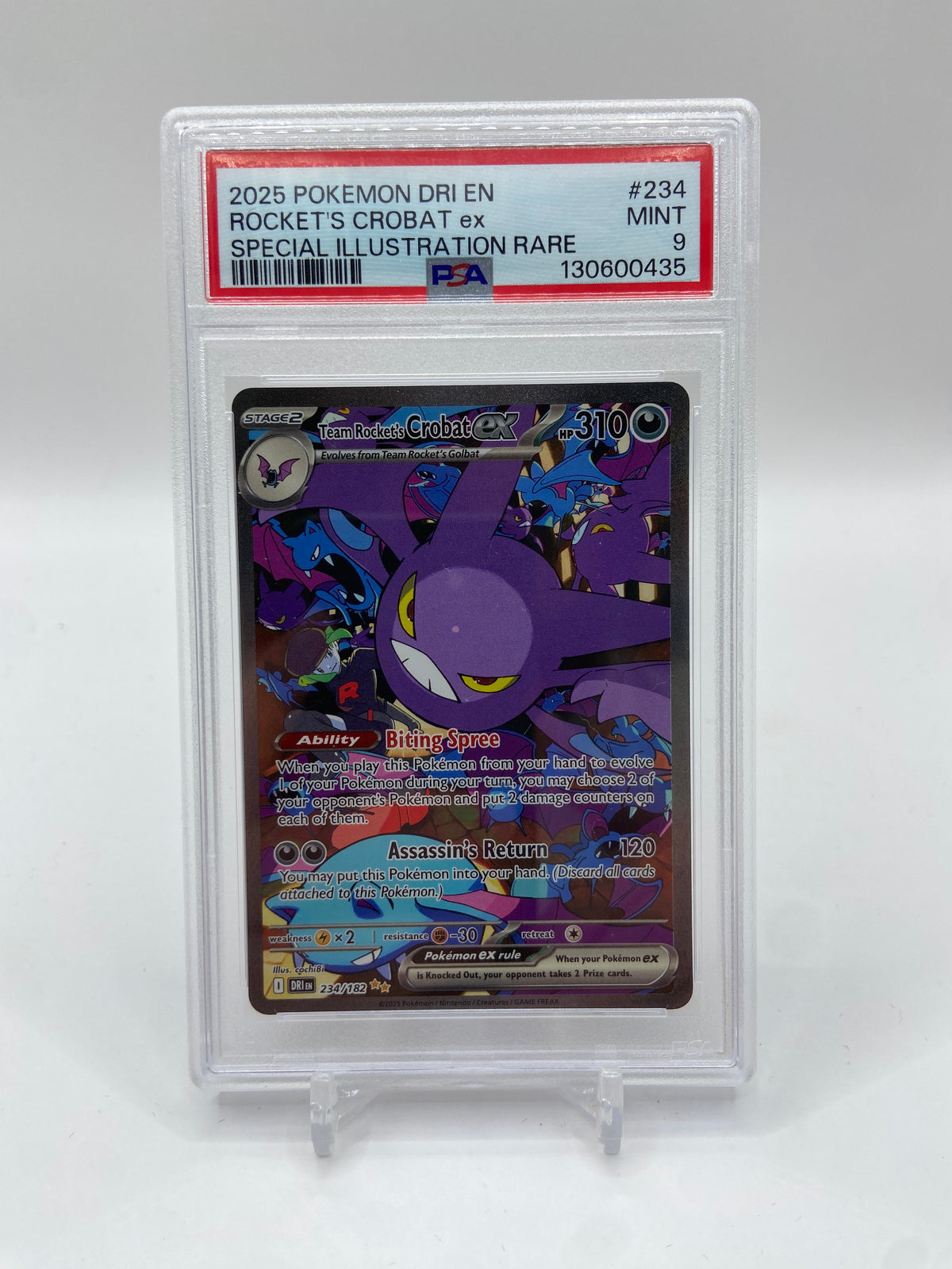 Team Rocket's Crobat ex Alt Art Secret Rare Destined Rivals 234/182 PSA 9