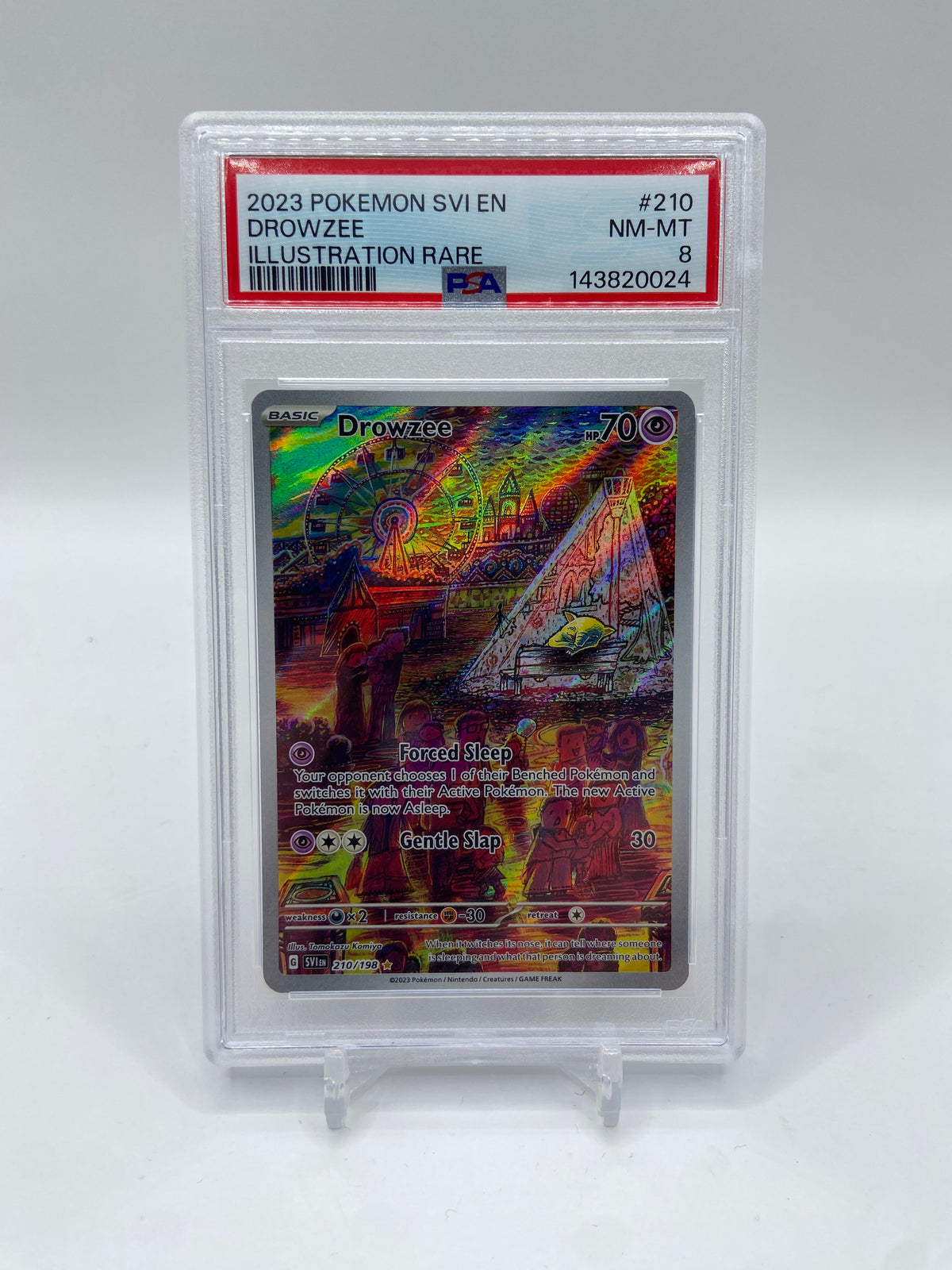 Drowzee Scarlet & Violet Base Set Illustration Rare 210/198 PSA 8