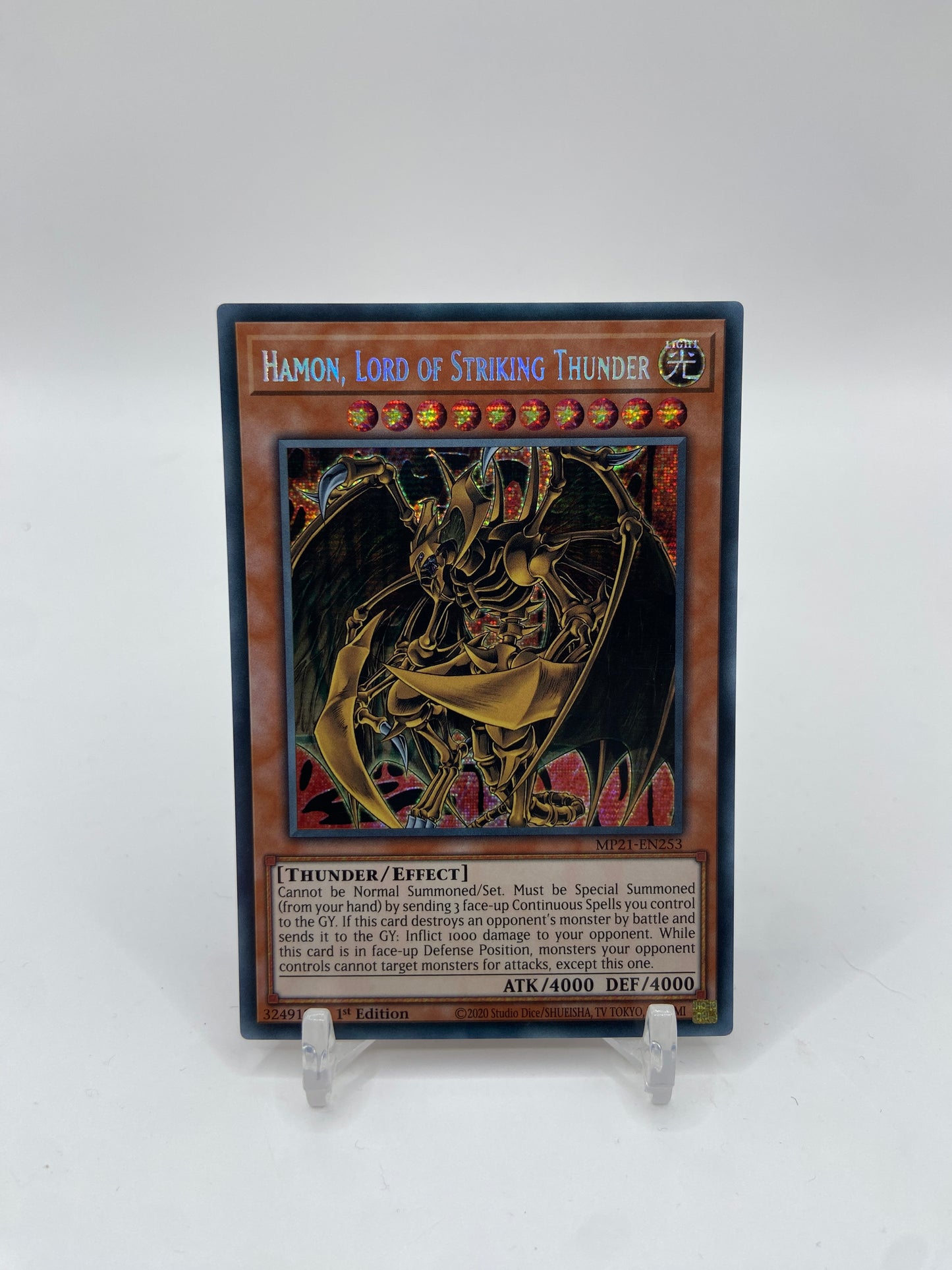Hamon, Lord of Striking Thunder Secret Rare 2021 Tin of Ancient Battles Prismatic MP21-EN253