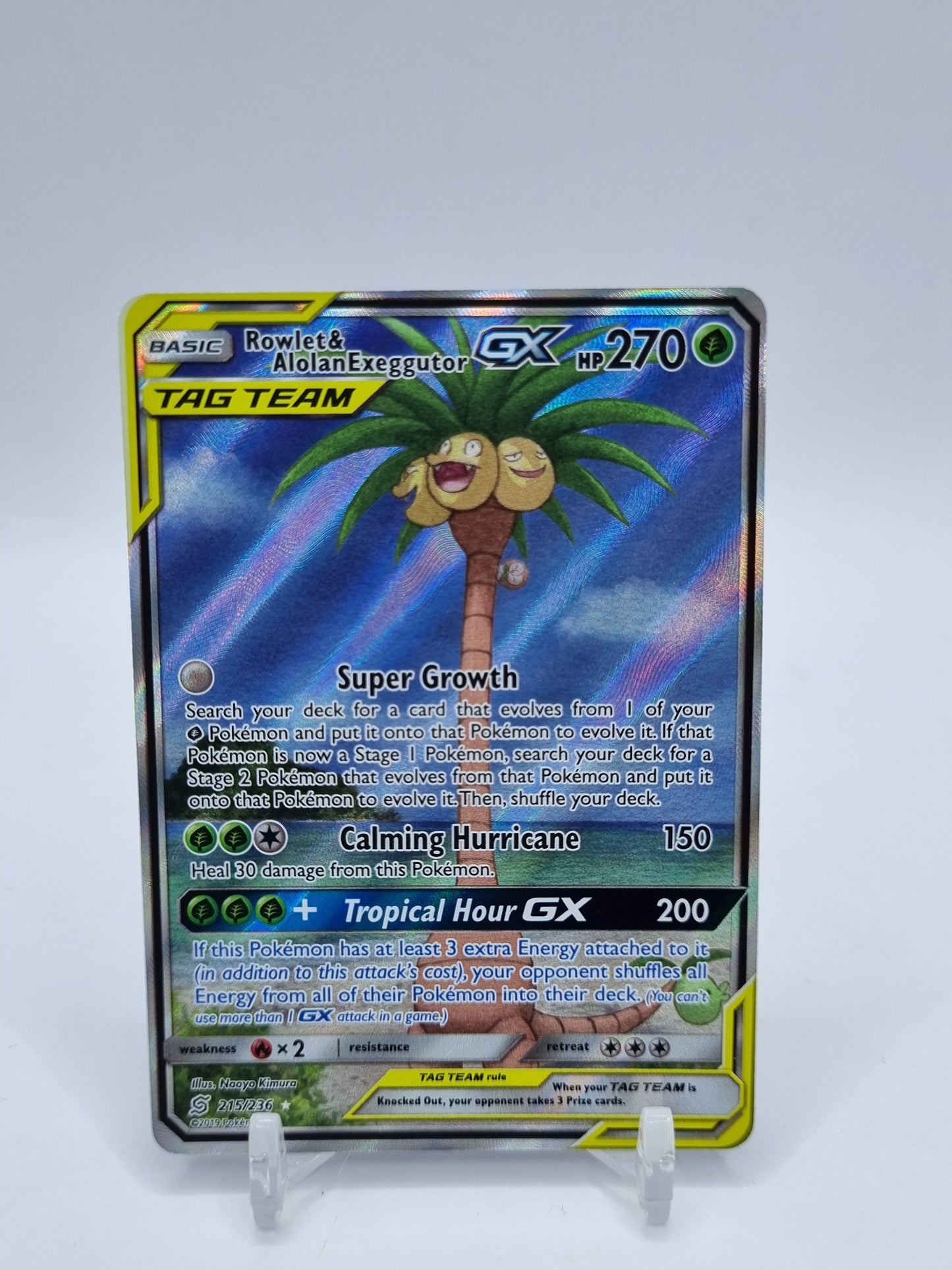 Rowlet & Alolan Exeggutor Gx Alt Art Secret Rare Unified Minds 215/236