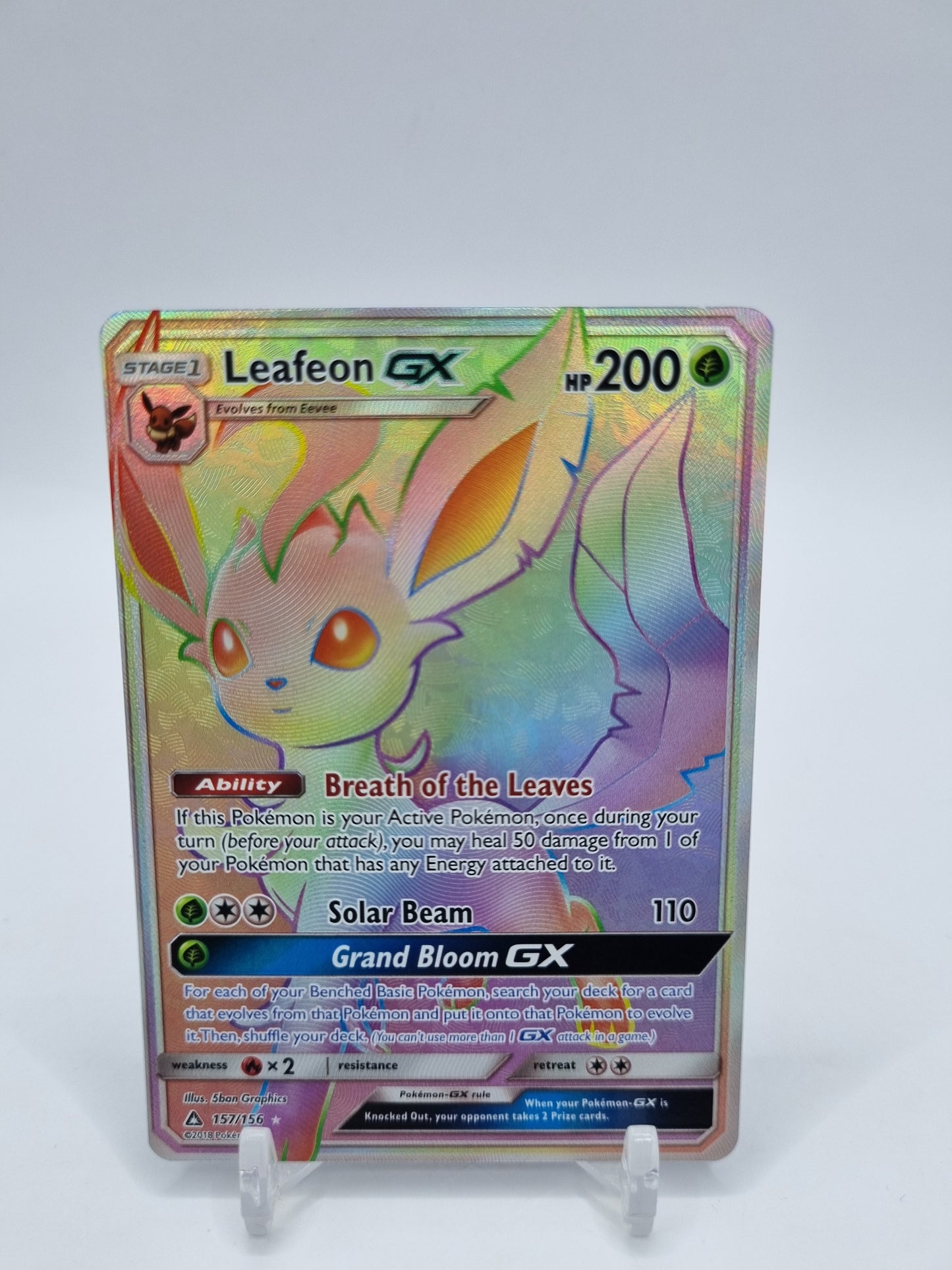 Leafeon Gx Rainbow Secret Rare Ultra Prism 157/156