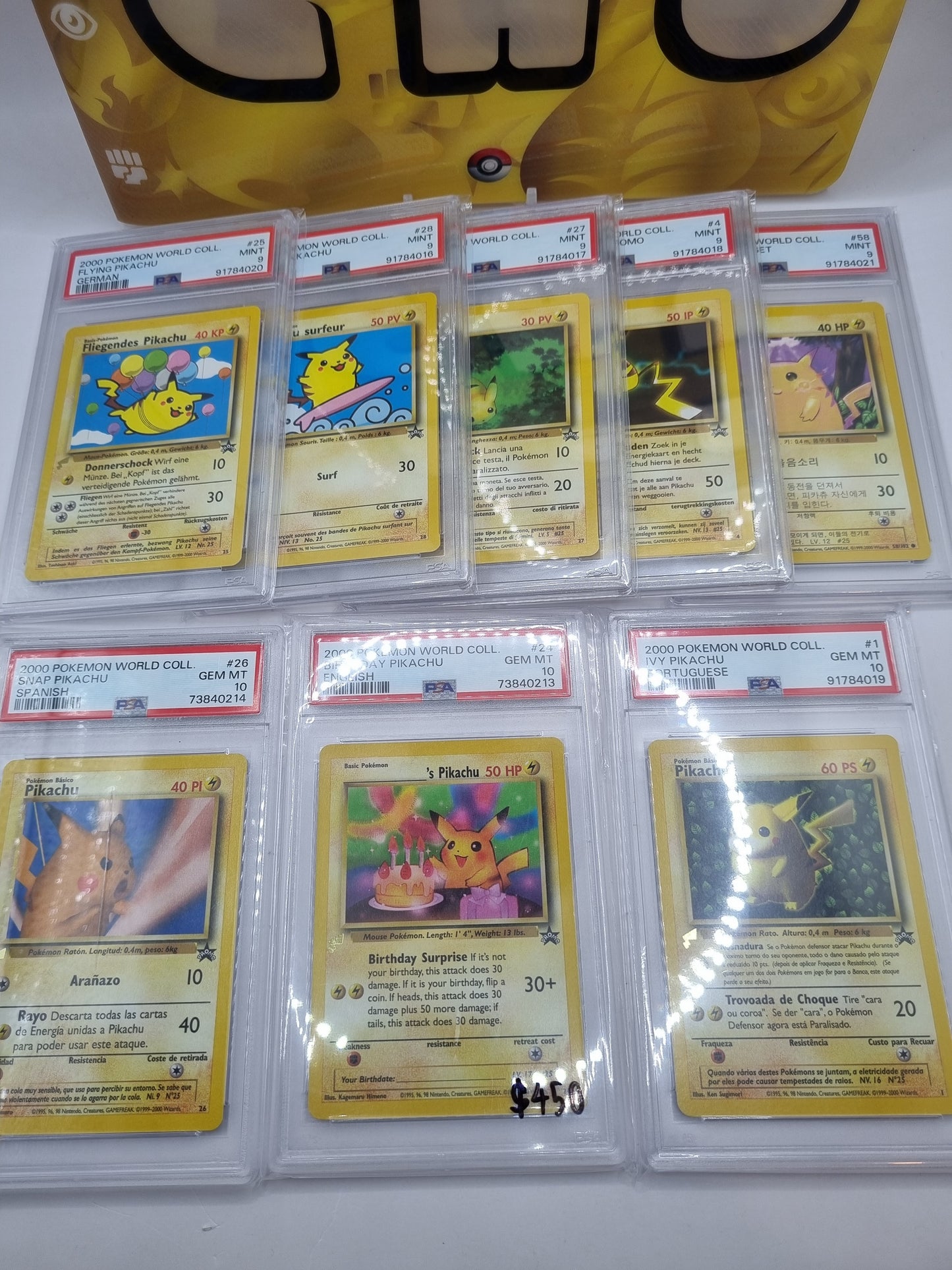 Pikachu World Collection PSA 9-10 8 of 9