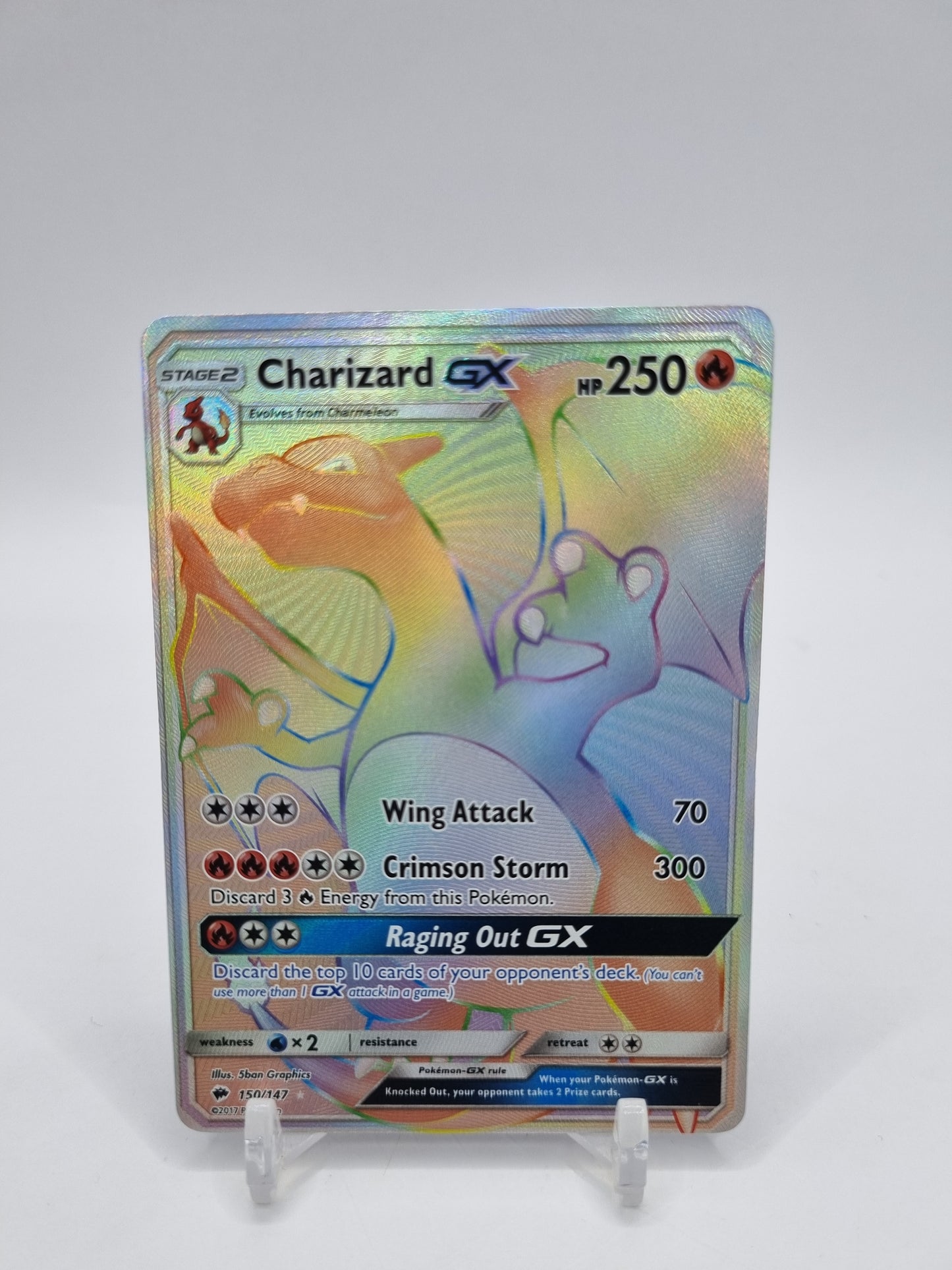 Charizard Gx Rainbow Secret Rare Burning Shadows 150/147