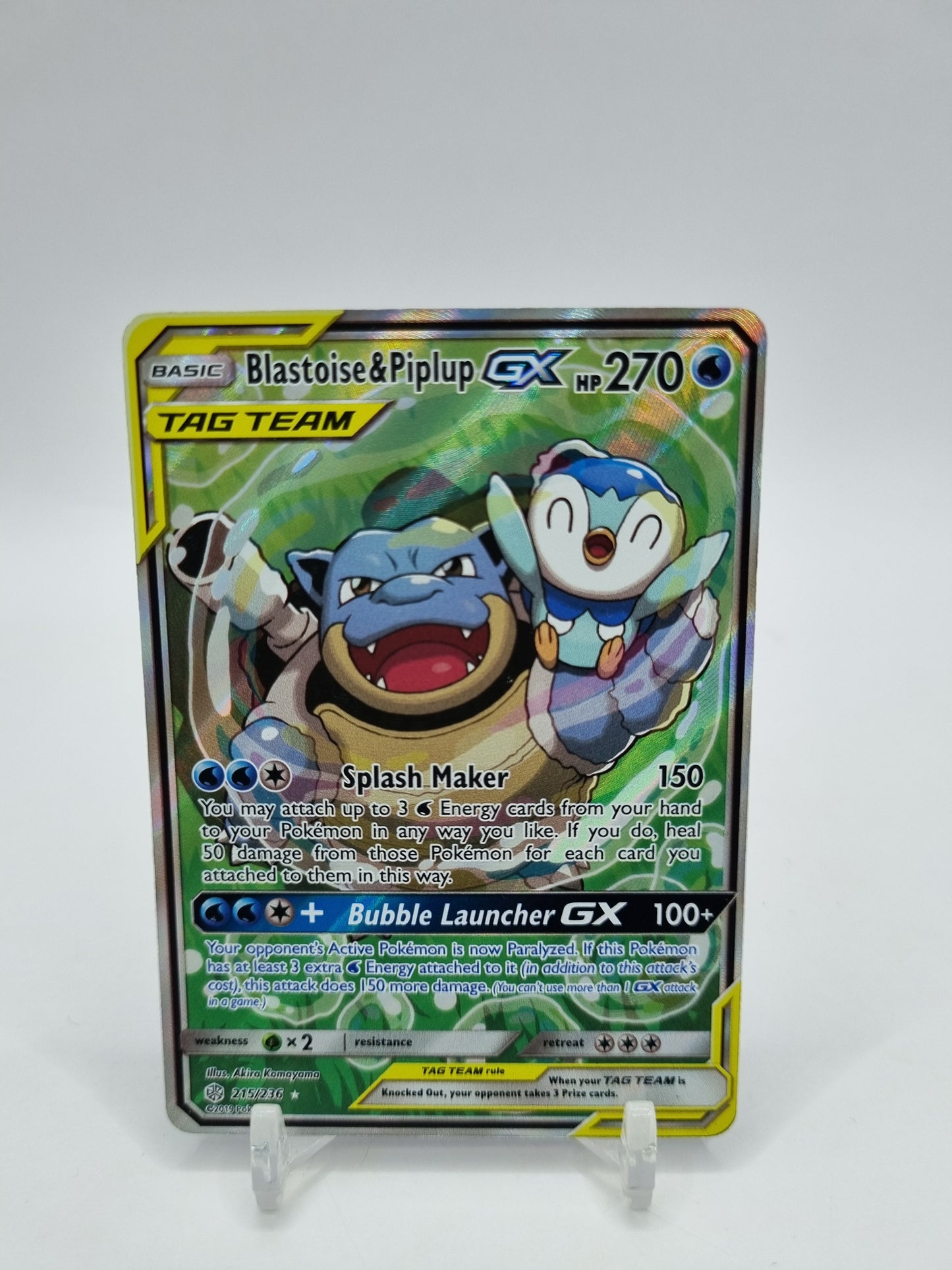 Blastoise & Pipluo Gx Alt Art Secret Rare Cosmic Eclipse 215/236