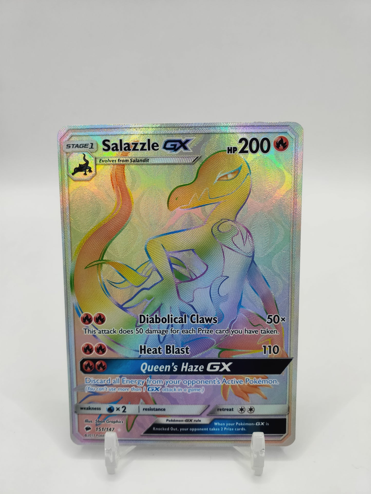 Salazzle Gx Rainbow Secret Rare Burning Shadows 151/147