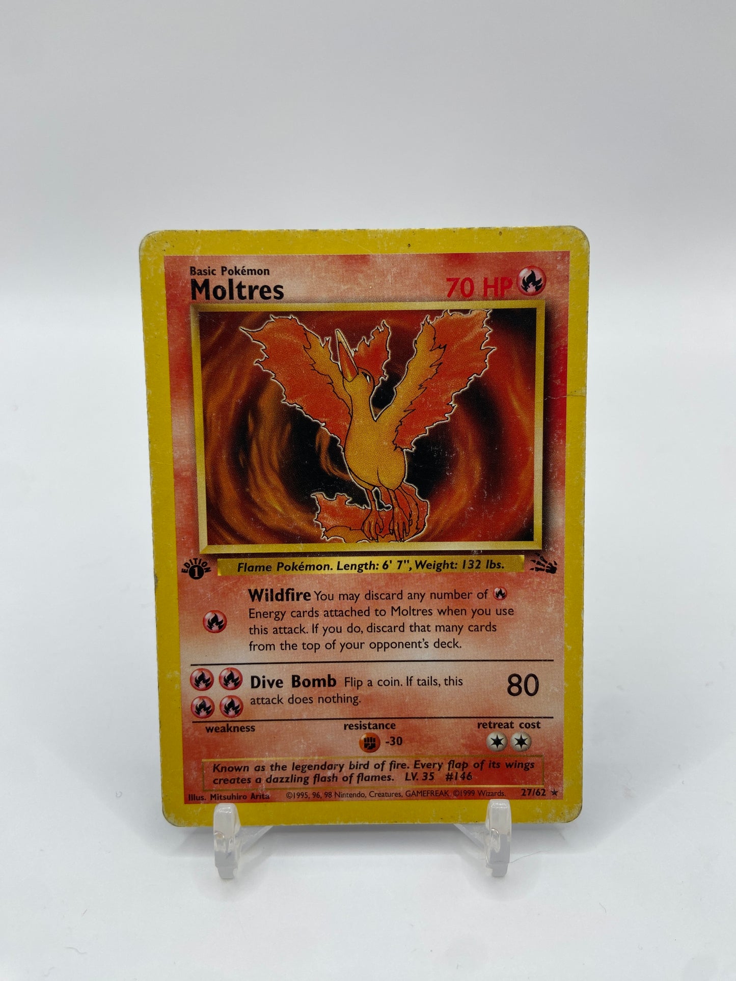 Moltres Rare 1st Edition Fossil 27/62