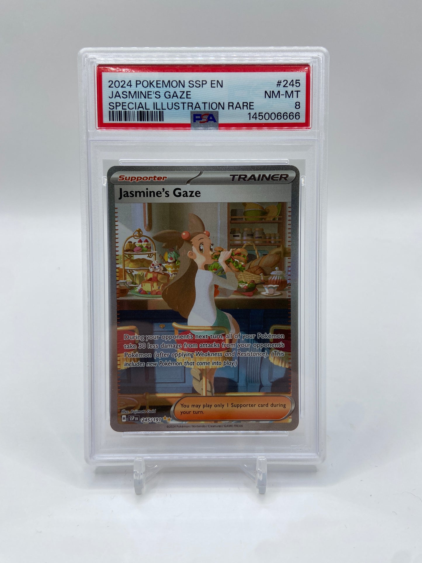 Jasmine's Gaze Surging Sparks Special Illustration Rare 245/191 PSA 8