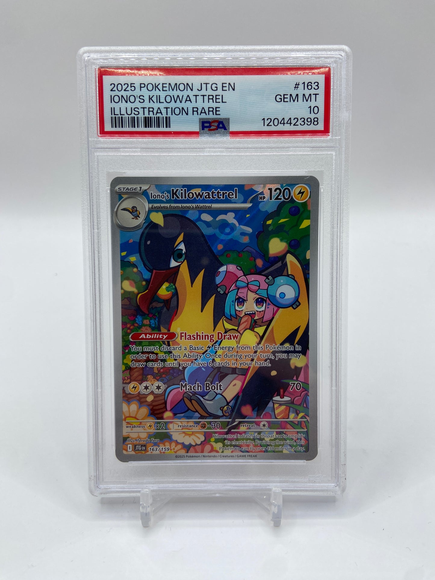 Iono's Kilowattrel Journey Together Illustration Rare 163/159 PSA 10