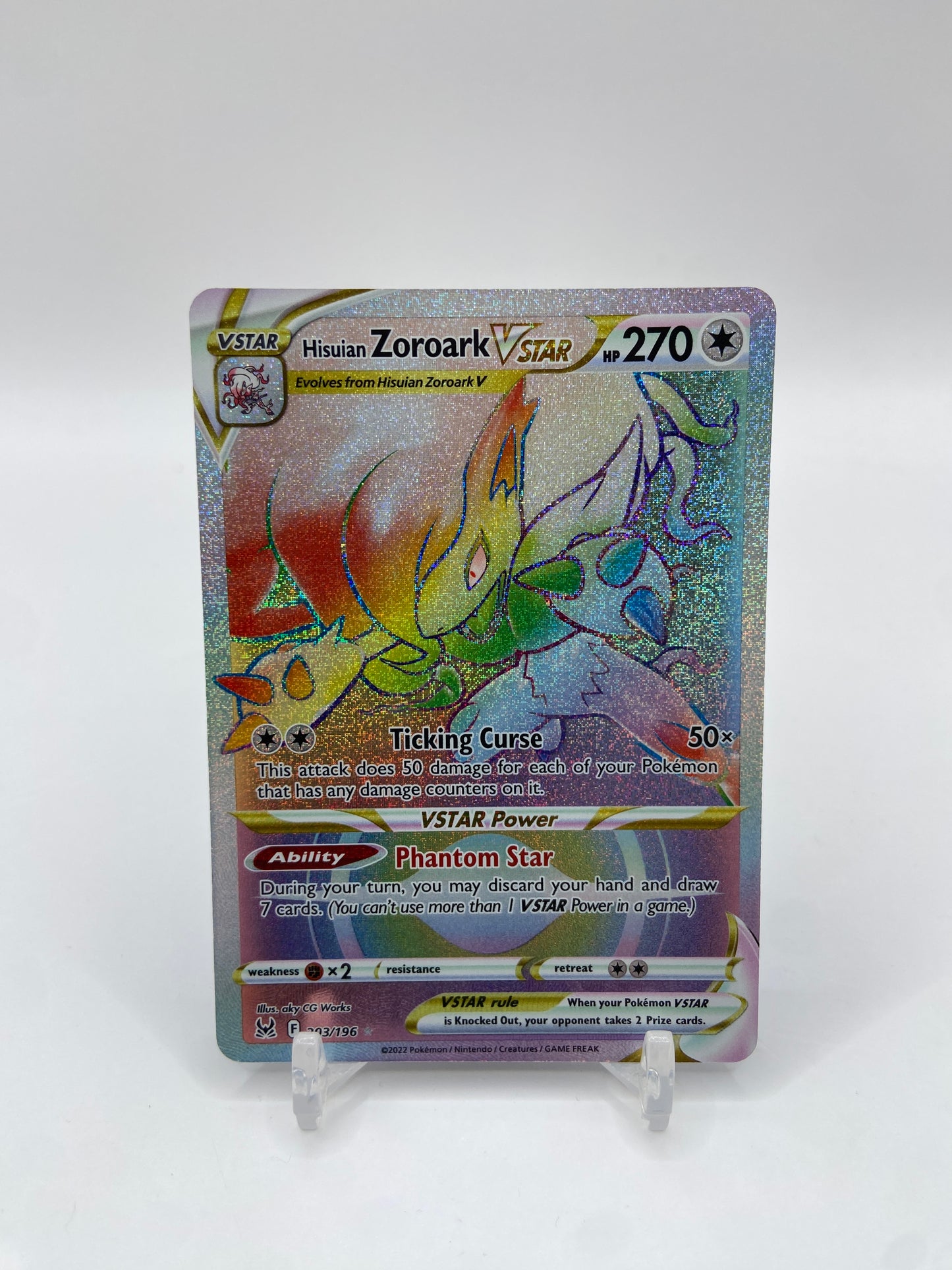 Hisuian Zoroark VSTAR Rainbow Secret Rare Lost Origin  203/196