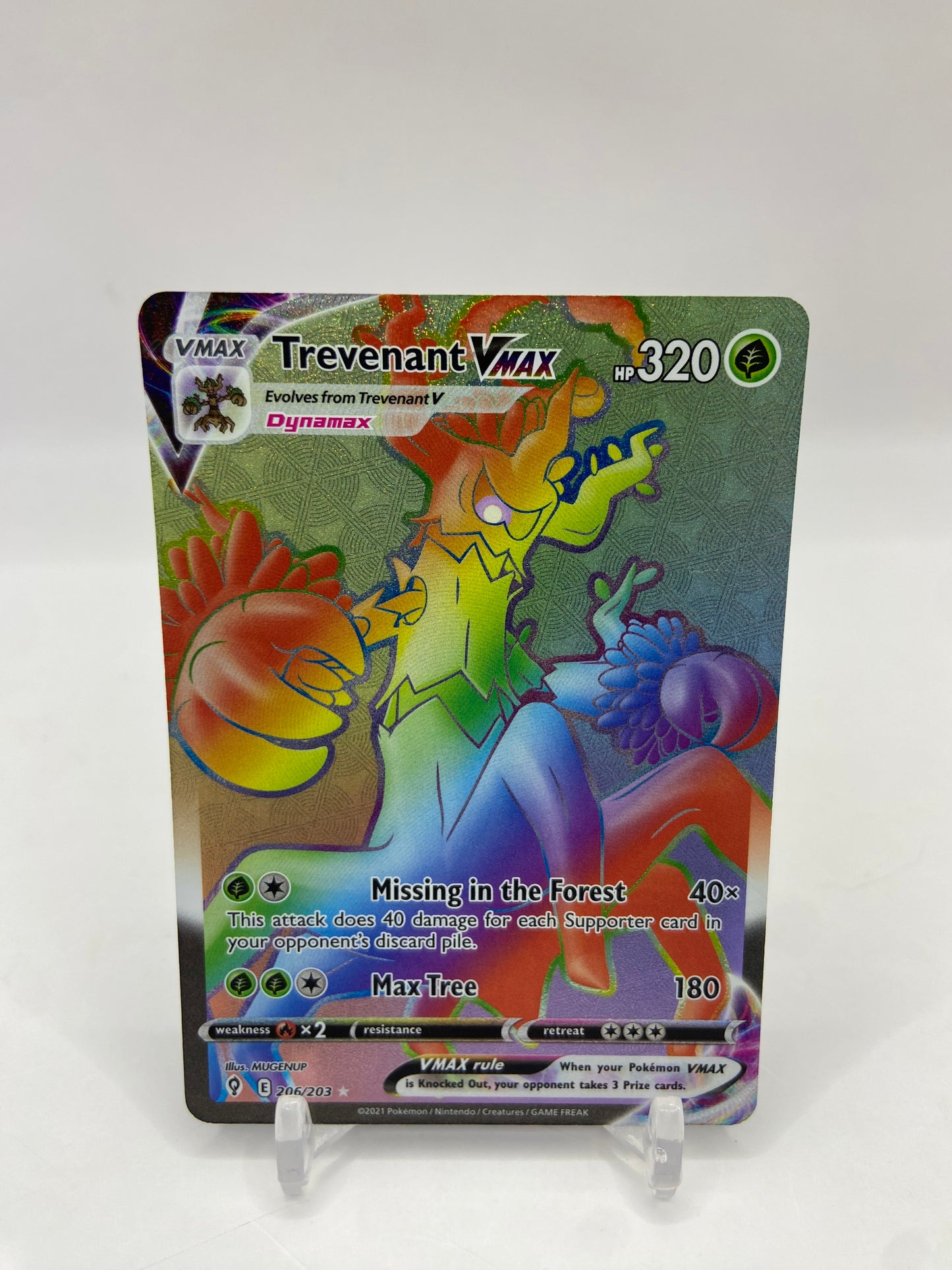 Trevenant Vmax Rainbow Secret Rare Evolving Skies 206/203