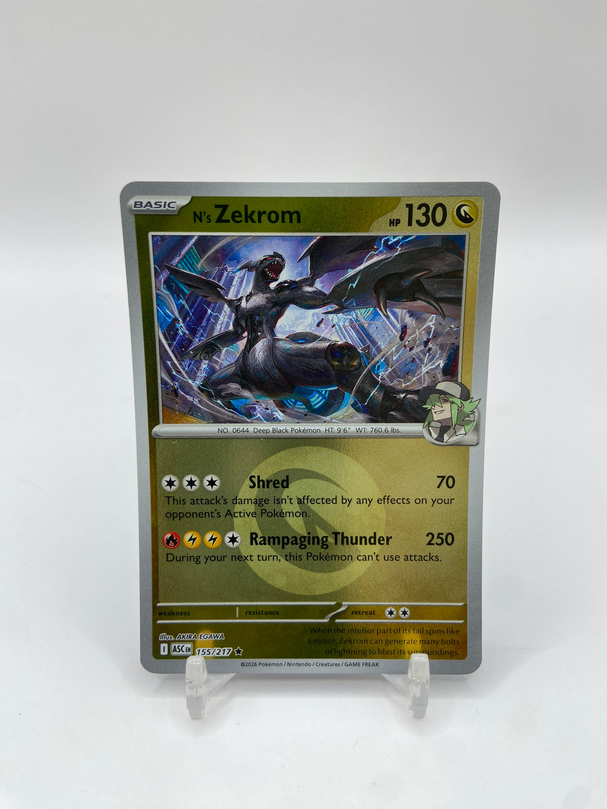 N's Zekrom (Energy Symbol Pattern) Reverse Holo Ascended Heroes Rare 155/217