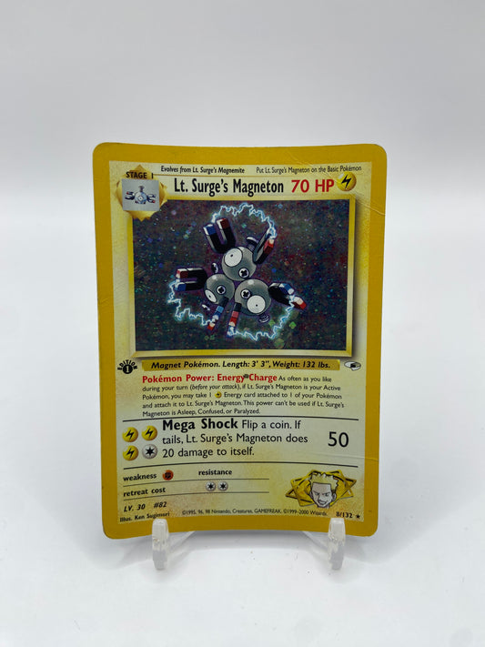 Lt. Surge's Magneton Holo 1st Edition Gym Heroes 8/132