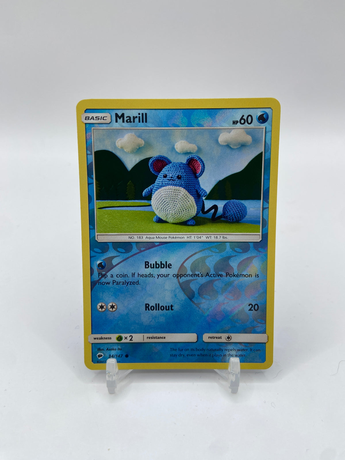 Marill Reverse Holo Burning Shadows 34/147