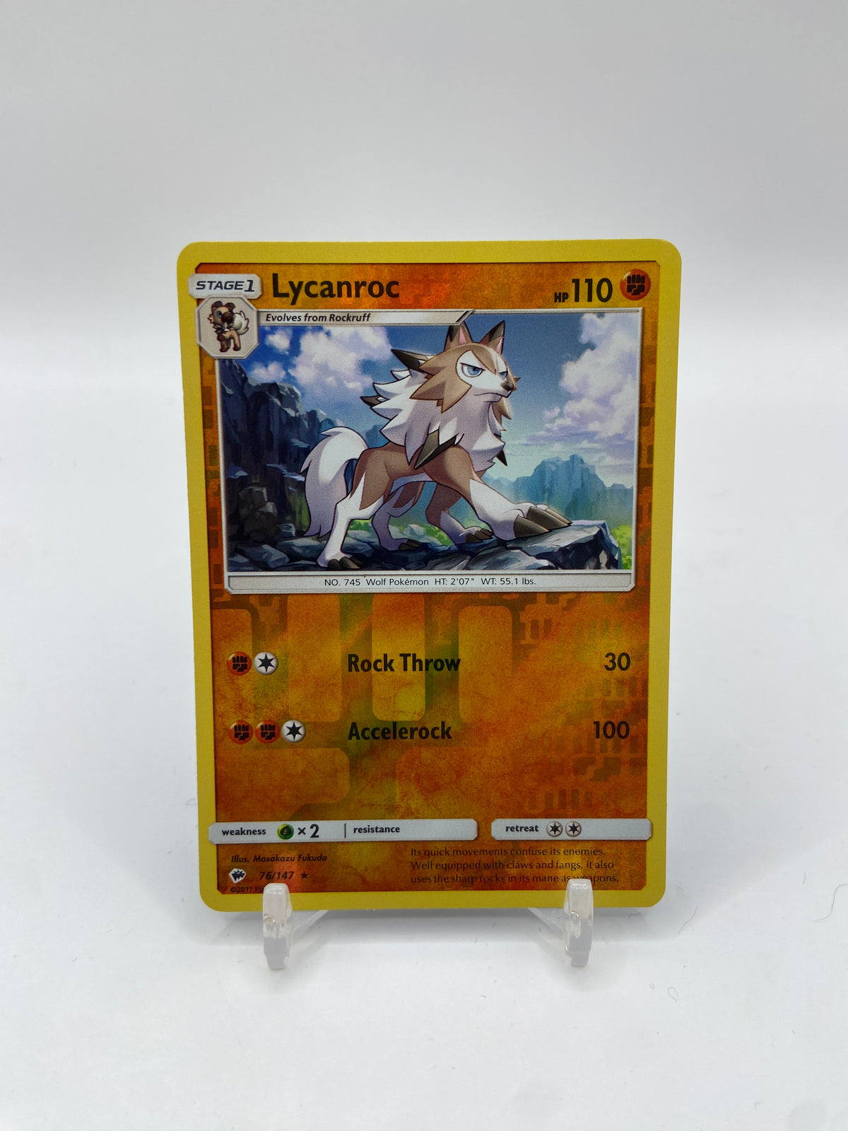 Lycanroc Reverse Holo Rare Burning Shadows 76/147