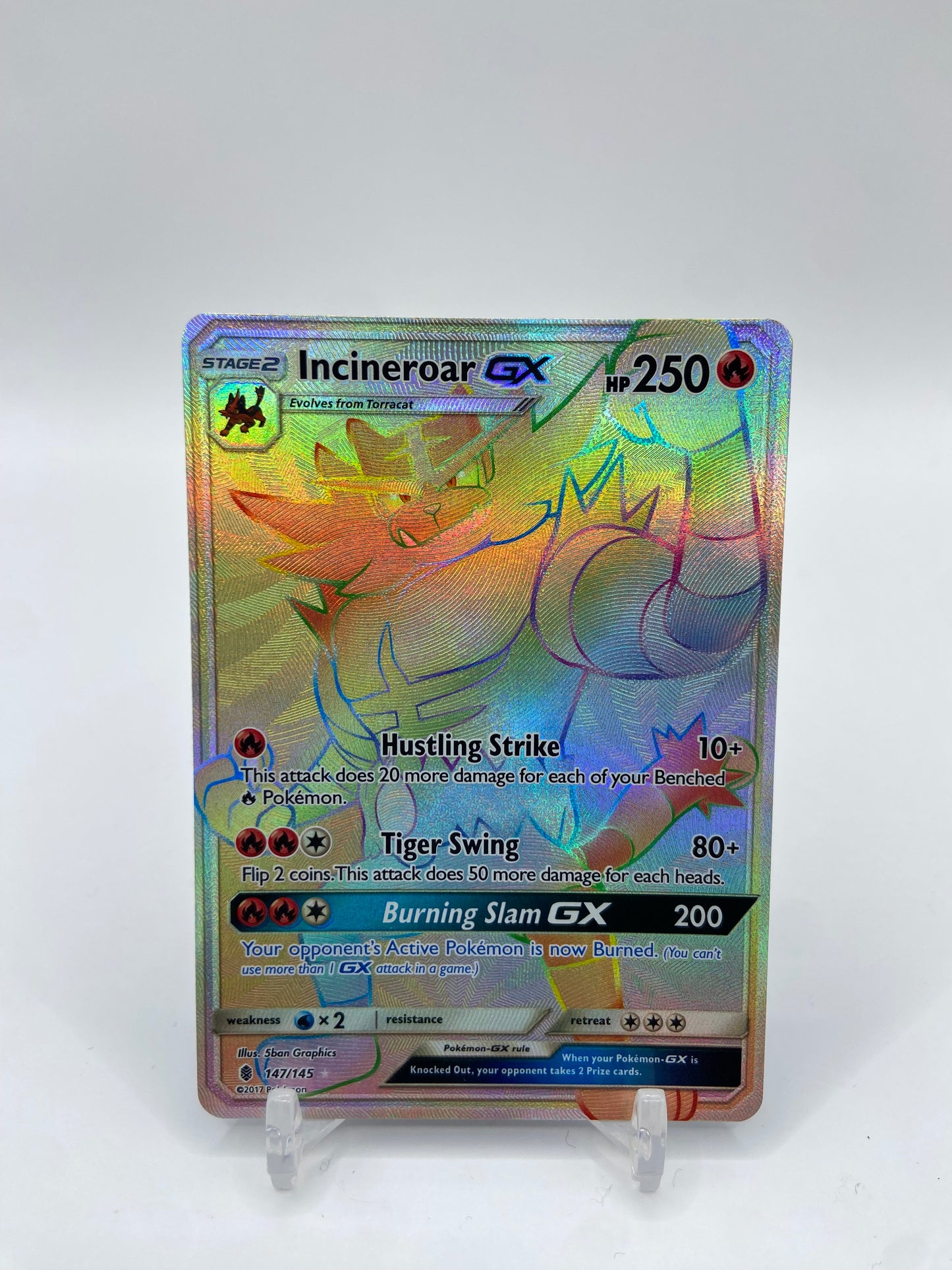 Incineroar Gx Rainbow Secret Rare Guardians Rising 147/145