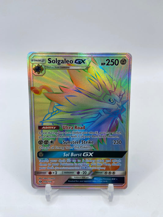 Solgaleo Gx Rainbow Secret Rare Sun & Moon Base Set 155/149