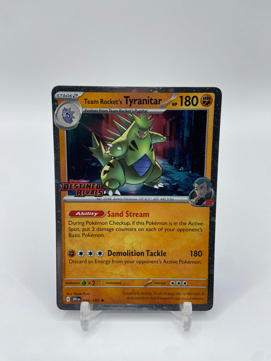 Team Rocket's Tyranitar Holo Stamped Destined Rivals Prerelease 096/182