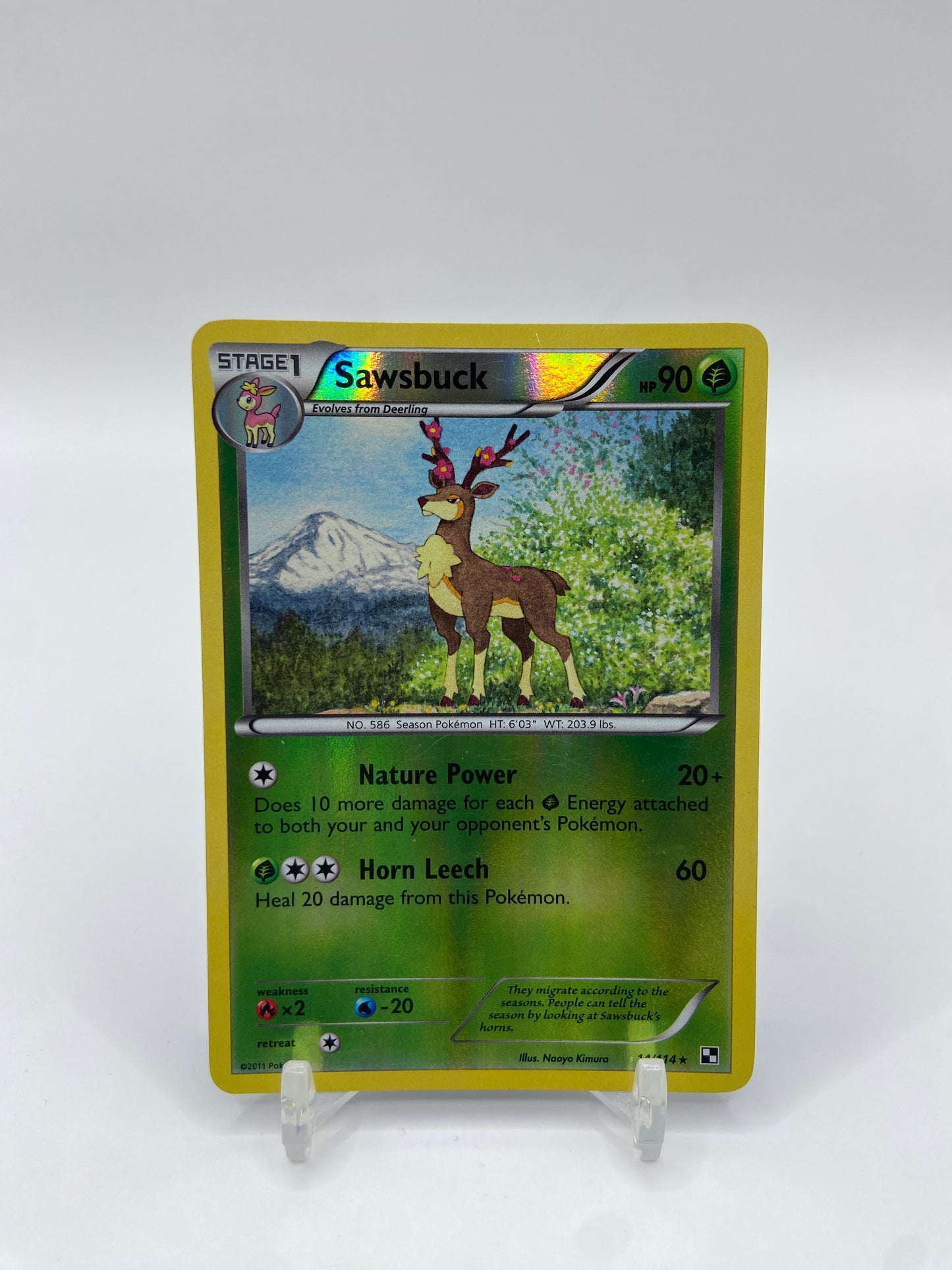 Sawsbuck Reverse Holo Rare Black And White Base Set 14/114
