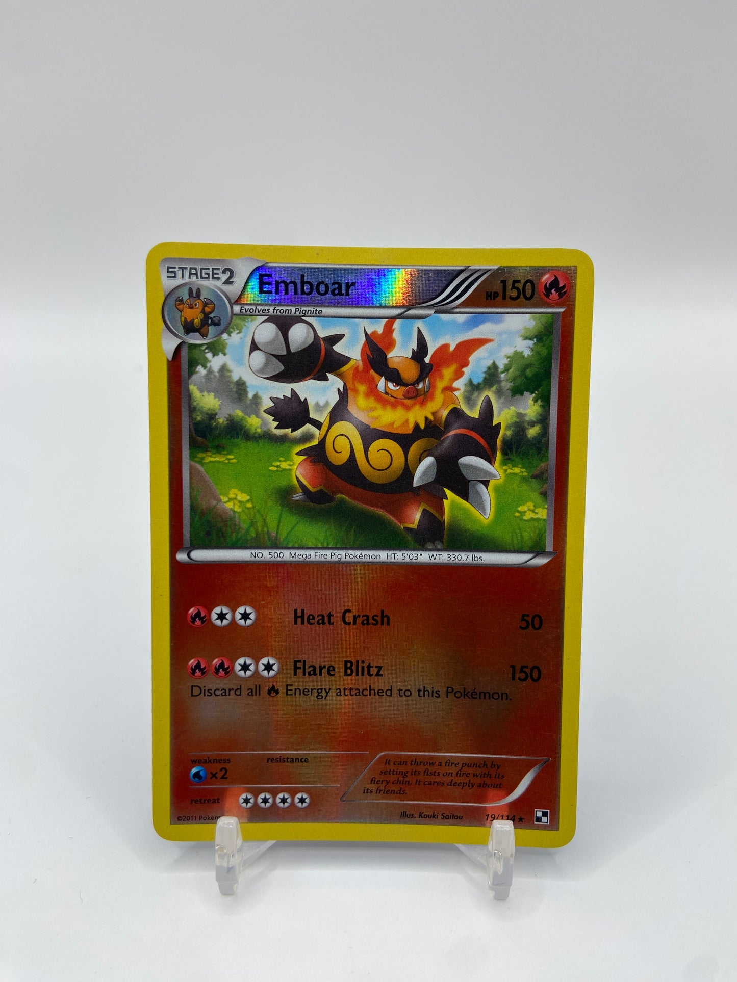 Emboar Reverse Holo Rare Black & White Base Set 19/114