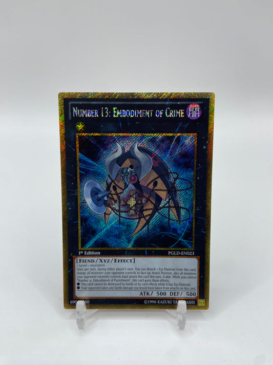 Number 13: Embodiment of Crime Gold Secret Rare 1st Edition Premium Gold PGLD-EN023