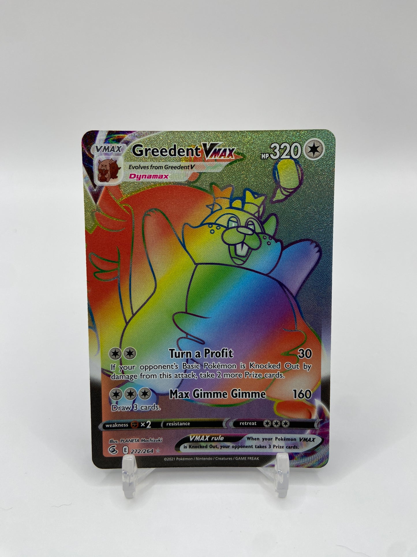 Greedent VMAX Rainbow Secret Rare Fusion Strike 272/264