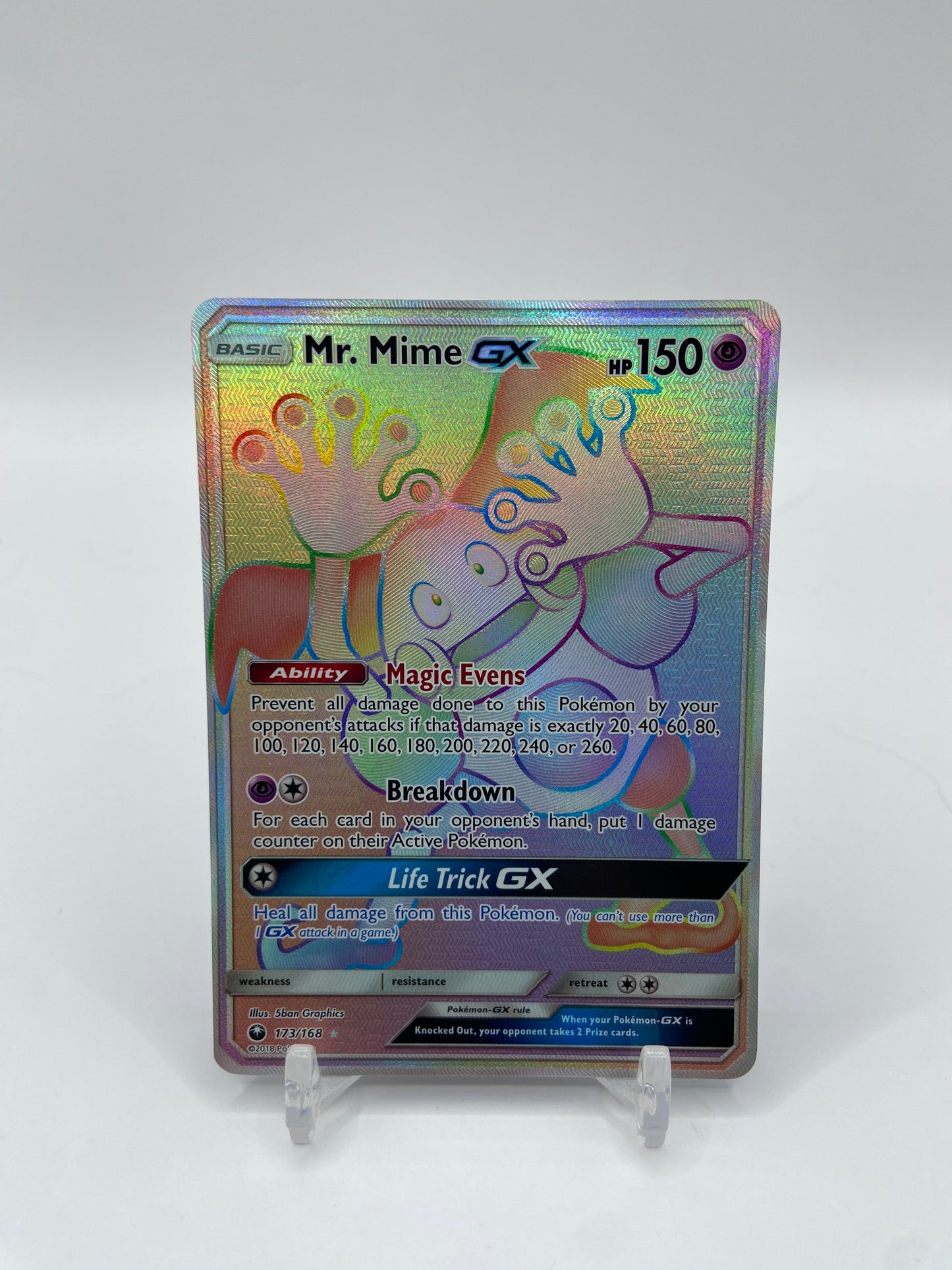 Mr. Mime GX Rainbow Secret Rare Celestial Storm 173/168