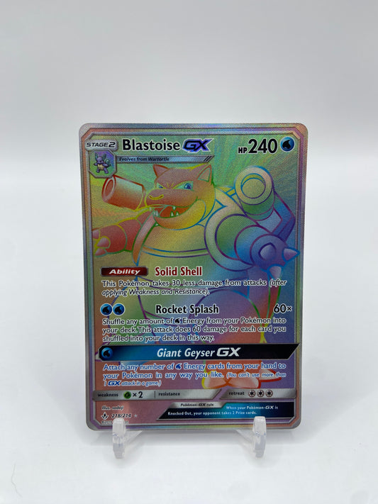 Blastoise GX Rainbow Secret Rare Unbroken Bonds 218/214