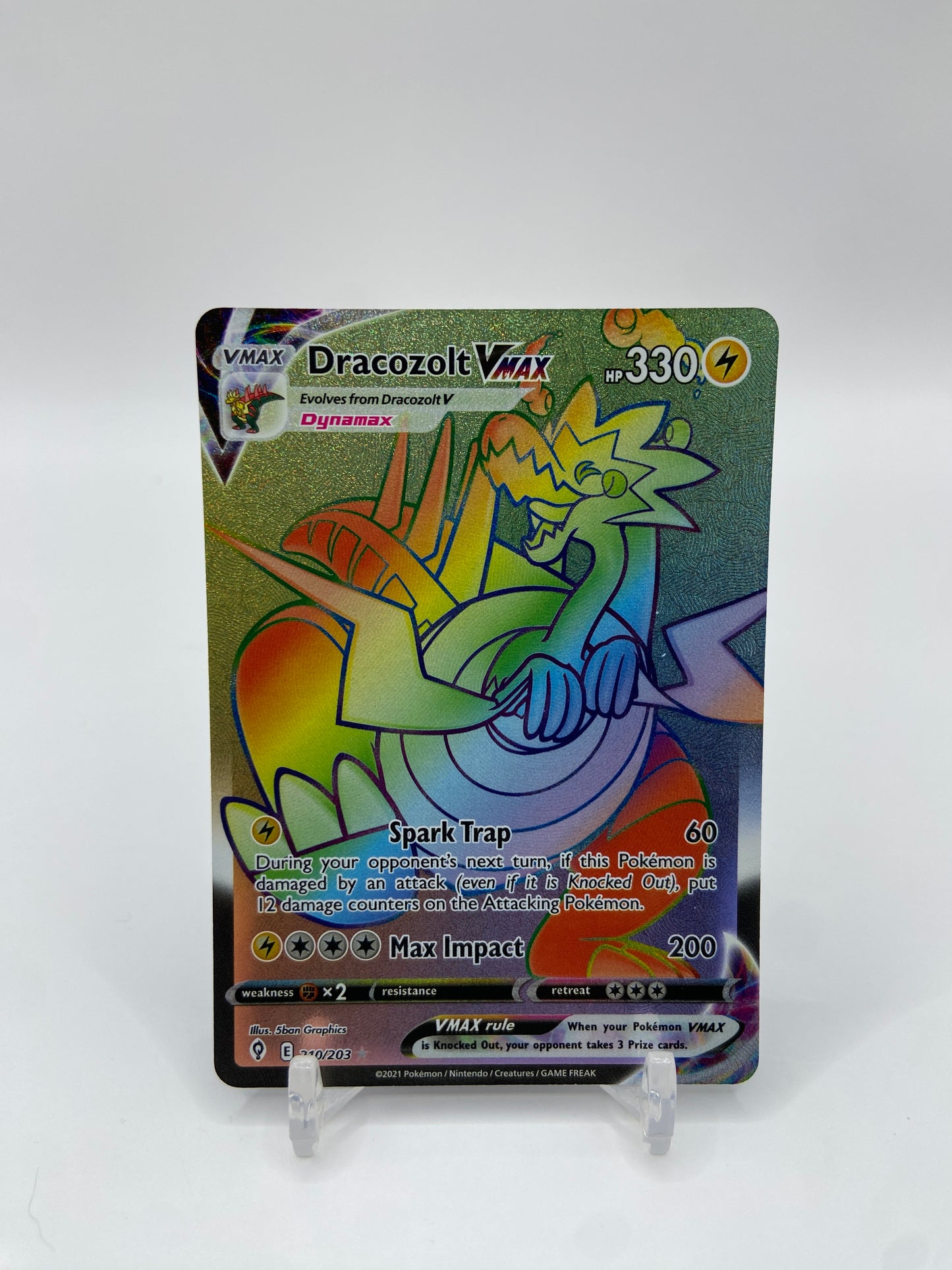 Dracozolt VMAX Rainbow Secret Rare Evolving Skies 210/203