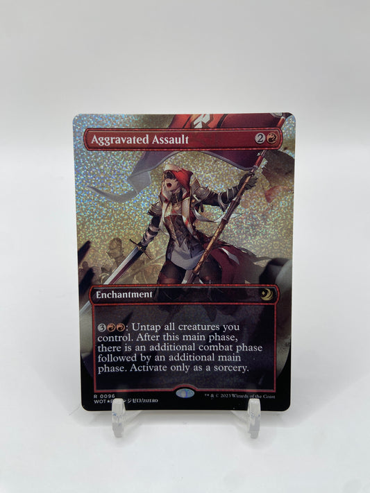 Aggravated Assault (Anime Borderless) (Confetti Foil) Wilds of Eldraine: Enchanting Tales R