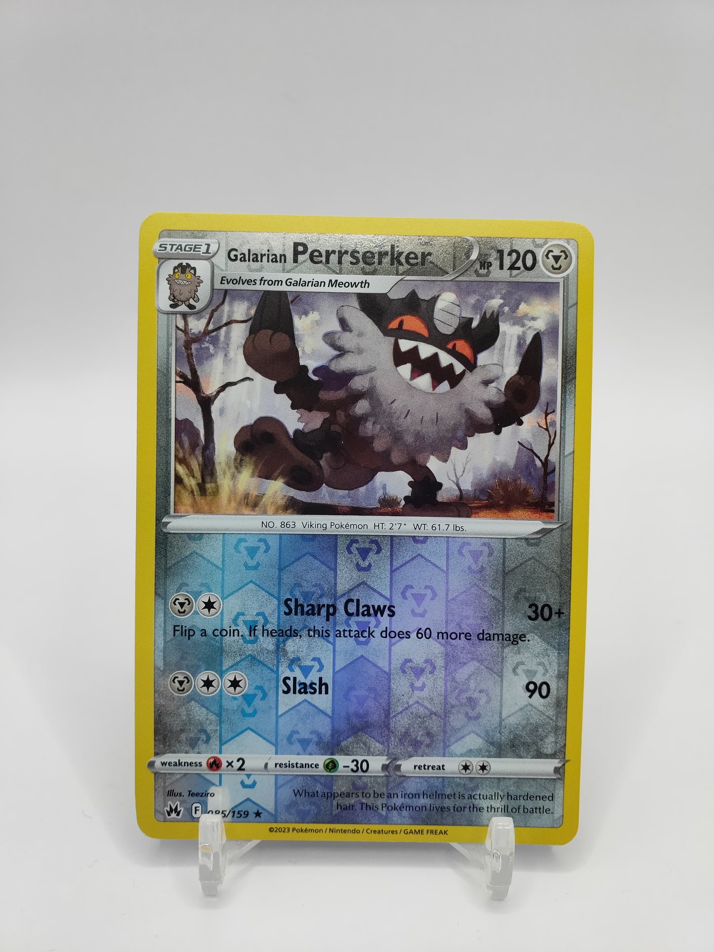 Galarian Perrserker Reverse Holo Crown Zenith 085/159